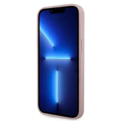 Husa Guess Rhinestones Triangle Metal Logo pentru iPhone 14 Pro Pink