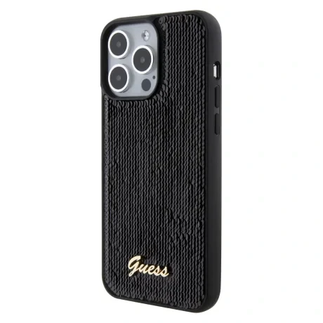 Husa Guess Sequin Script Logo pentru iPhone 15 Pro Max Black
