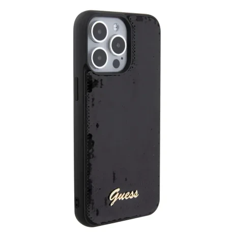 Husa Guess Sequin Script Logo pentru iPhone 15 Pro Max Black