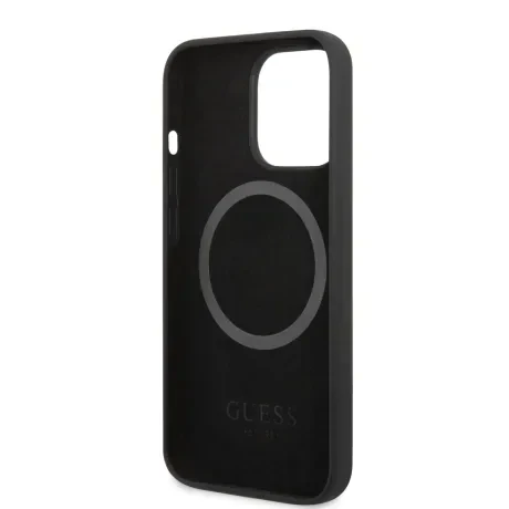 Husa Guess Silicone Metal Logo MagSafe pentru iPhone 13 Pro Black