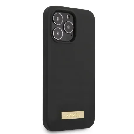 Husa Guess Silicone Metal Logo MagSafe pentru iPhone 13 Pro Black