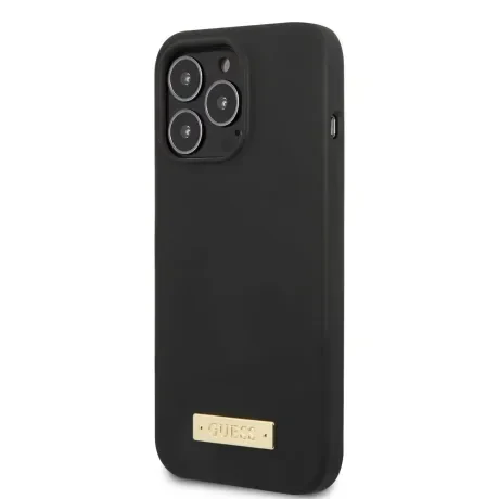 Husa Guess Silicone Metal Logo MagSafe pentru iPhone 13 Pro Black