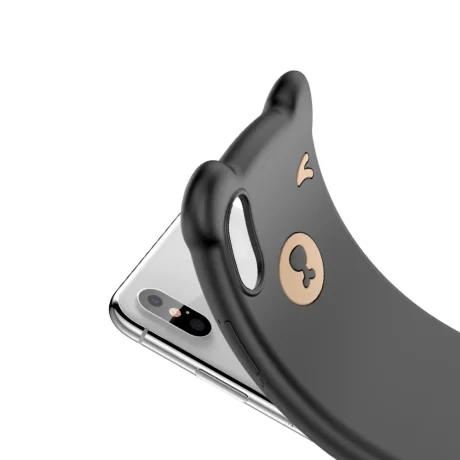 Husa iPhone X/XS Bear Silicone Neagra Baseus thumb