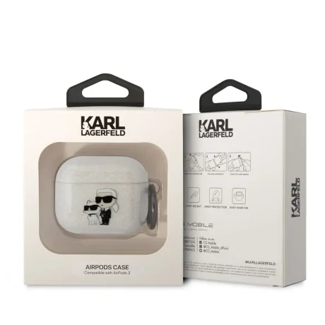 Husa Karl Lagerfeld 3D Choupette and Karl pentru Airpods 3 White thumb