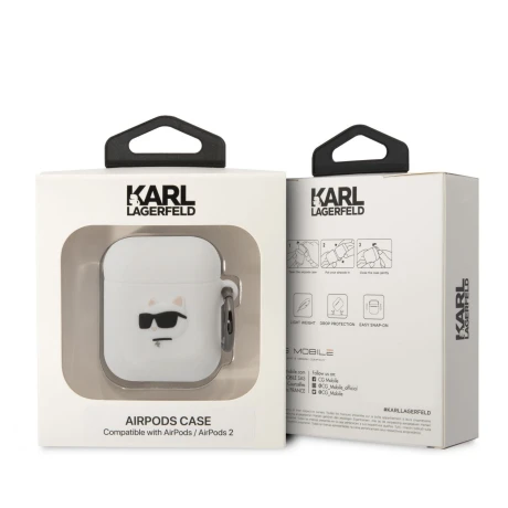 Husa Karl Lagerfeld 3D Choupette Head pentru Airpods 1/2 White thumb