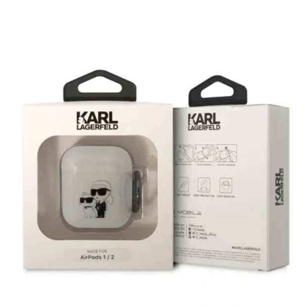 Husa Karl Lagerfeld 3D Choupette Karl pentru Airpods 1/2 Transparent