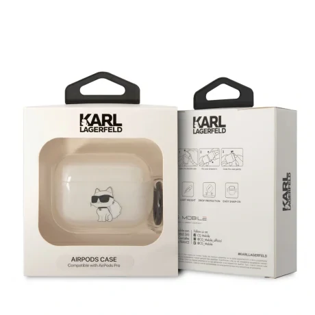 Husa Karl Lagerfeld 3D Choupette Karl pentru Airpods Pro Transparent thumb