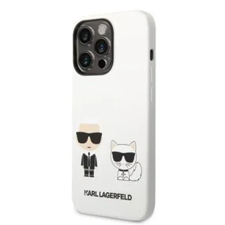 Husa  Karl Lagerfeld and Choupette Liquid Silicone   iPhone 14 Pro White