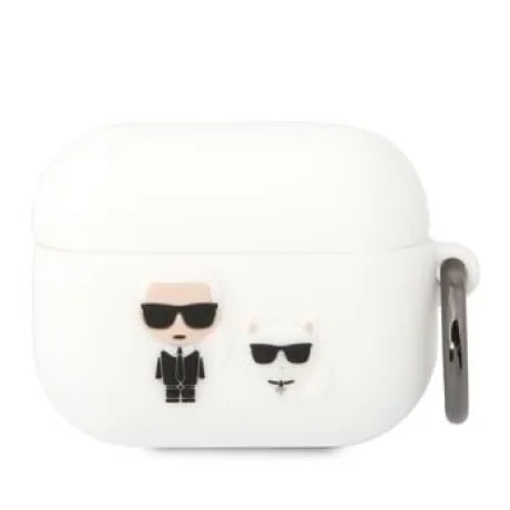 Husa Karl Lagerfeld and Choupette Silicon pentru Airpods Pro Alb thumb