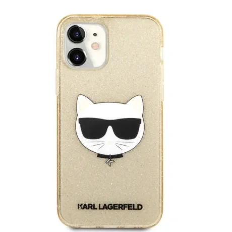 Husa Karl Lagerfeld Choupette Glitter pentru iPhone 12 mini Auriu thumb