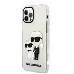 Husa Karl Lagerfeld IML Glitter Karl and Choupette NFT pentru  iPhone 12/12 Pro Transparent