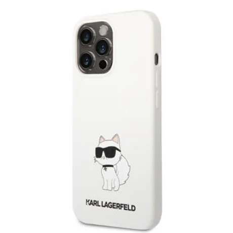 Husa Karl Lagerfeld Liquid Silicone Choupette NFT  iPhone 13 Pro White thumb