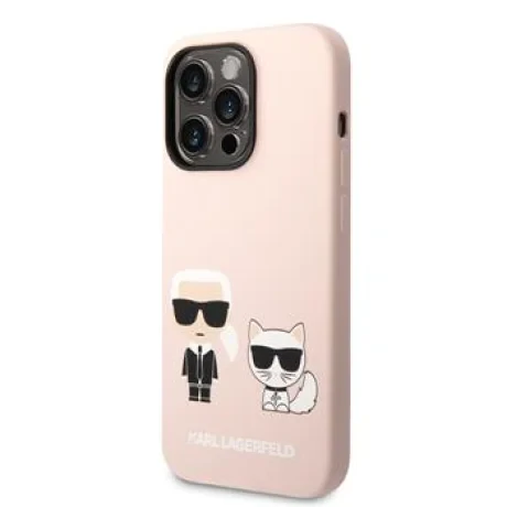 Husa Karl Lagerfeld MagSafe Liquid Silicone Karl and Choupette iPhone 14 Pro Max Pink thumb