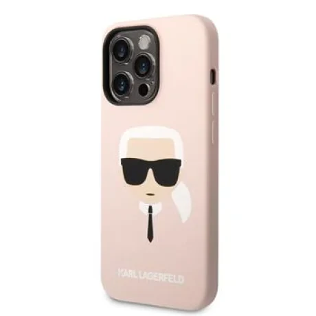 Husa Karl Lagerfeld MagSafe  Liquid Silicone Karl Head iPhone 14 Pro Pink thumb
