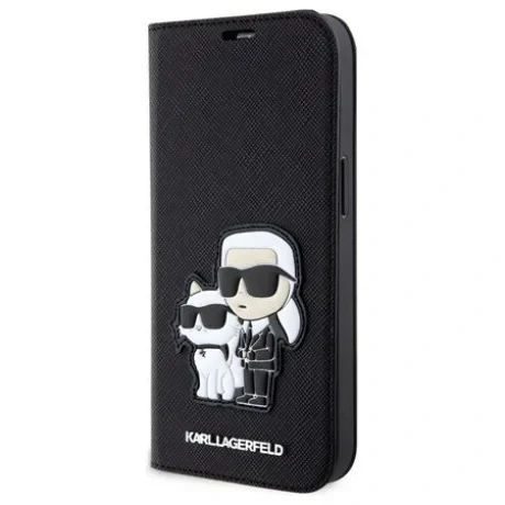 Husa Karl Lagerfeld PU Saffiano Karl and Choupette NFT Book pentru  iPhone 13 Negru