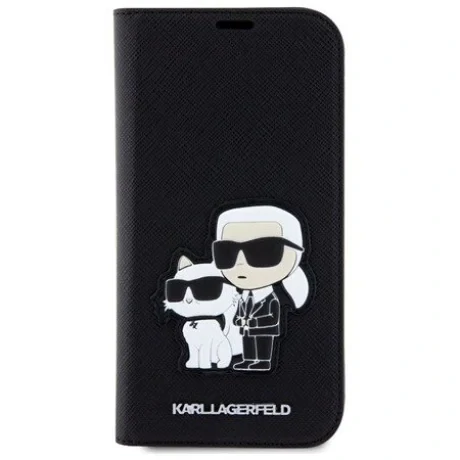 Husa Karl Lagerfeld PU Saffiano Karl and Choupette NFT Book pentru  iPhone 13 Negru thumb