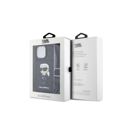 Husa  Karl Lagerfeld Saffiano Monogram Crossbody NFT  iPhone 14 Pro Max Black thumb