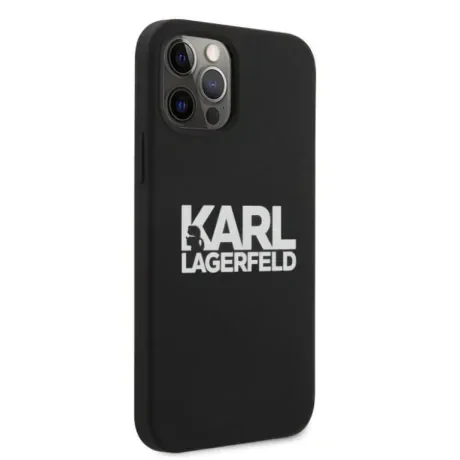 Husa Karl Lagerfeld Stack White Logo pentru iPhone 12 mini Negru