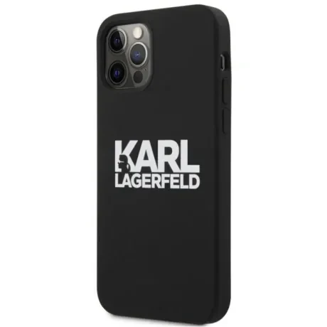 Husa Karl Lagerfeld Stack White Logo pentru iPhone 12 mini Negru