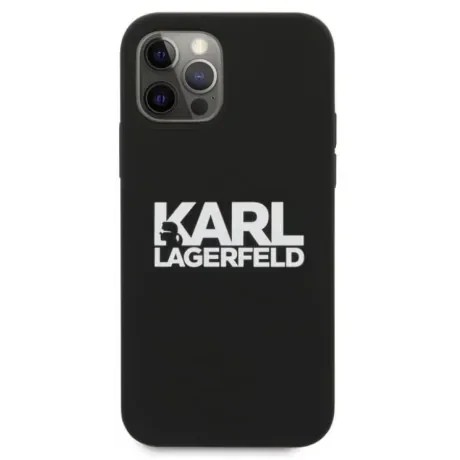 Husa Karl Lagerfeld Stack White Logo pentru iPhone 12 mini Negru