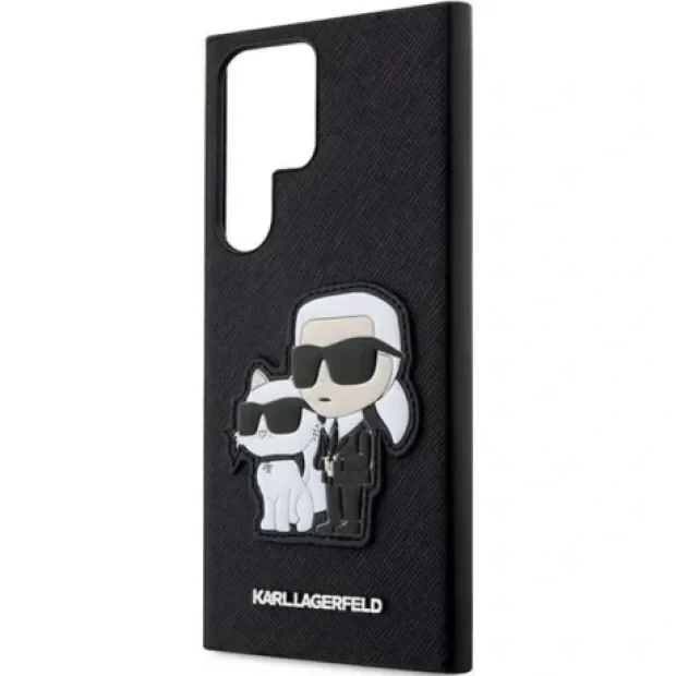 Husa spate Hard Karl Lagerfeld Saffiano Karl &amp; Choupette pentru Samsung Galaxy S23 ULTRA Negru