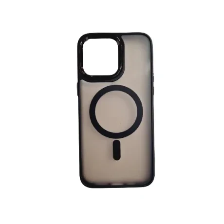 Husa spate hard MagSafe cu rama camera metalica pentru iPhone 15 Pro Negru