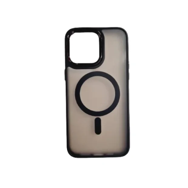 Husa spate hard MagSafe cu rama camera metalica pentru iPhone 15 Pro Negru