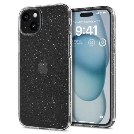Husa Spigen Liquid Crystal Glitter pentru iPhone 15, Crystal Quartz