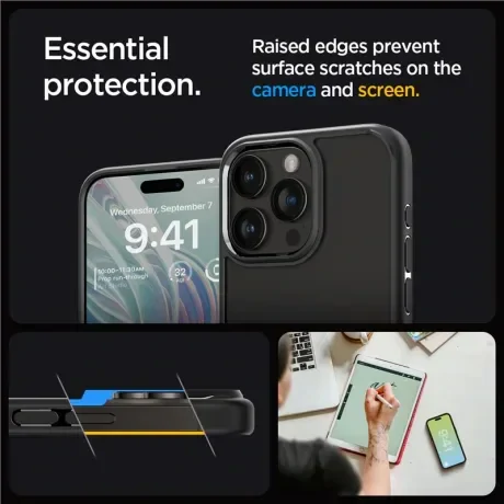 Husa Spigen Ultra Hybrid pentru iPhone 15 Pro, Matte Black