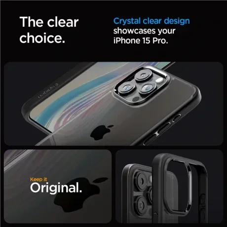 Husa Spigen Ultra Hybrid pentru iPhone 15 Pro, Matte Black