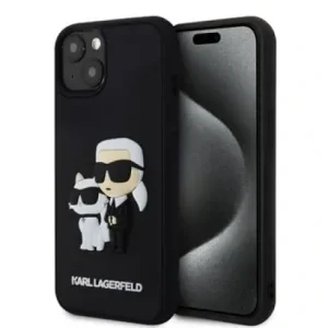 Karl Lagerfeld 3D Rubber Karl and Choupette Zadni Kryt pro iPhone 14 Black