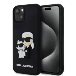Karl Lagerfeld 3D Rubber Karl and Choupette Zadni Kryt pro iPhone 15 Black