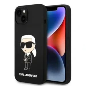 Karl Lagerfeld Liquid Silicone Ikonik NFT Zadni Kryt pro iPhone 15 Black