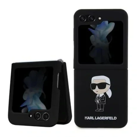 Karl Lagerfeld Liquid Silicone Ikonik NFT Zadni Kryt pro Samsung Galaxy Z Flip 5 Black