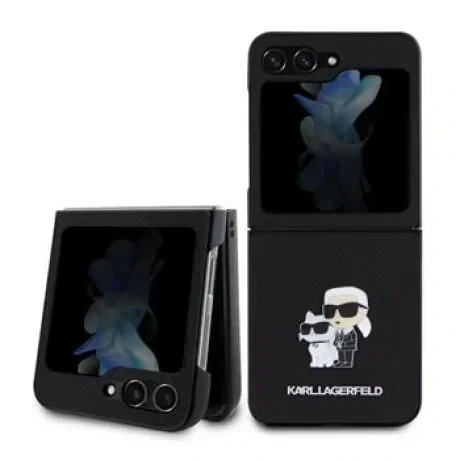 Karl Lagerfeld PU Saffiano Karl and Choupette NFT Zadni Kryt pro Samsung Galaxy Z Flip 5 Black
