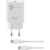 Set Incarcator Retea Cellularline 20W Type-C cu calbu Usb C-Usb C  Alb