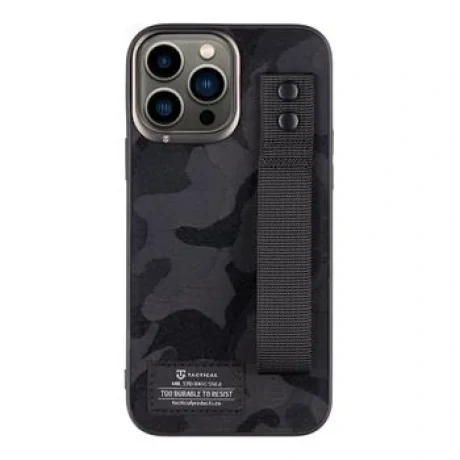 Tactical Camo Troop Drag Strap Kryt pro Apple iPhone 13 Pro Max Black thumb