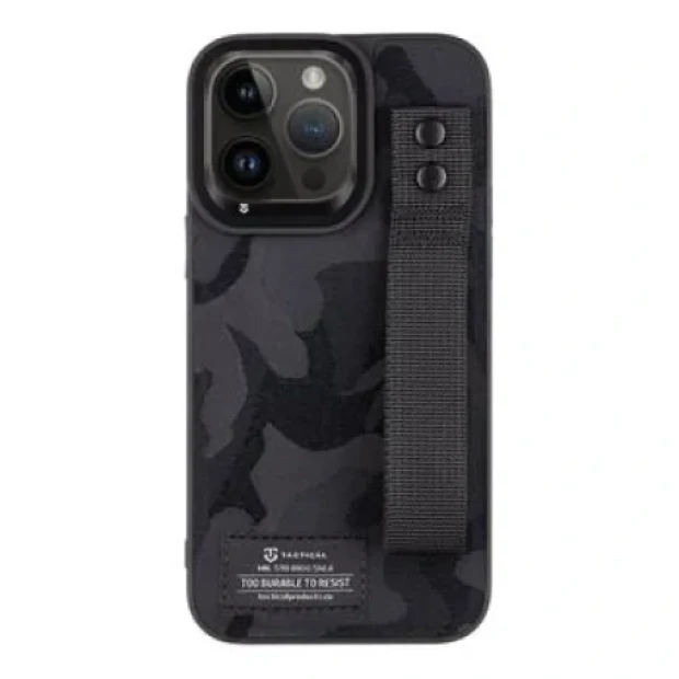 Tactical Camo Troop Drag Strap Kryt pro Apple iPhone 14 Pro Max Black