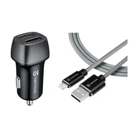 Tactical Field Plug Dual 24W + Tactical Fast Rope Aramid Cable USB-A/Lightning MFi 0.3m Grey